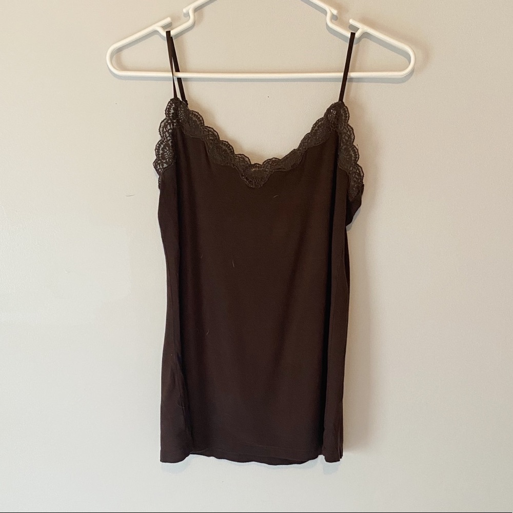 LOFT Women’s Brown Loft Lace Trim Tank